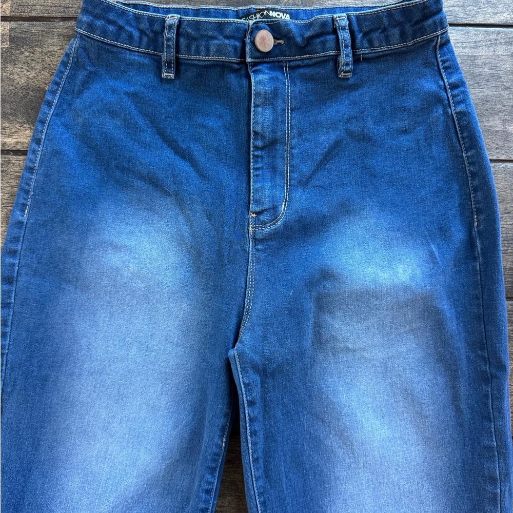 Fashion Nova High Rise Flared Blue Jeans